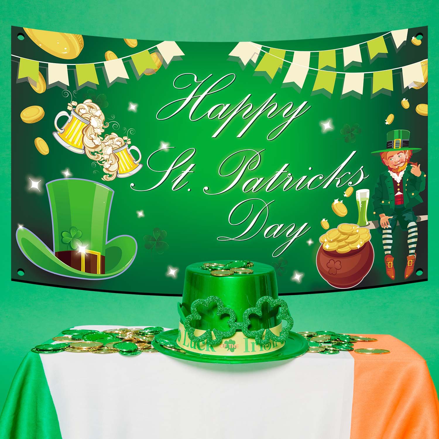 Transfronterizo nuevo Festival irlandés cartel banner colgando tela fiesta de noche decoración creativa impresión tela de fondo