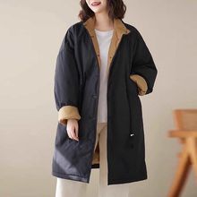加肥加大中长款休闲棉服外套女冬季加厚保暖风衣大码宽松显瘦棉袄