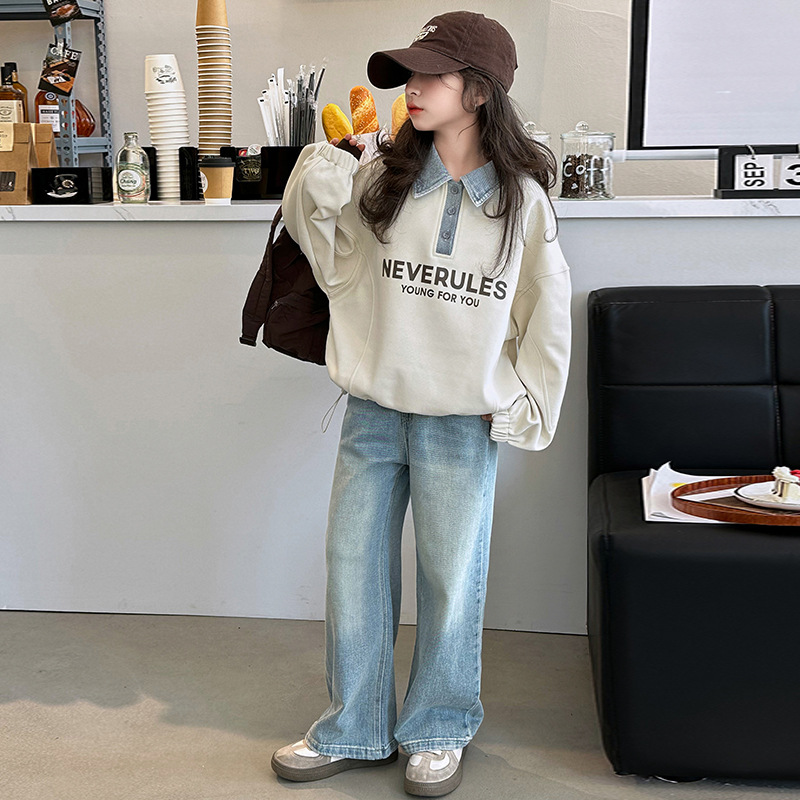 Women's Spring Top 2024 New Arrival Girls' Big Kids Hoodie Spring and Autumn Style Trendy and Stylish Children's Spring Clothing for Girls