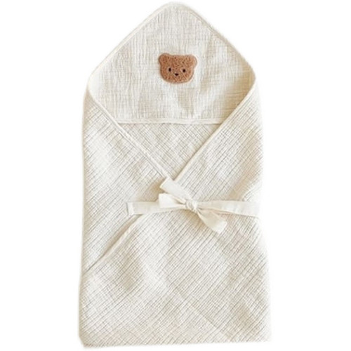 Embroidered bear newborn baby quilt spring, autumn and summer thin delivery room pure cotton wrap baby newborn supplies