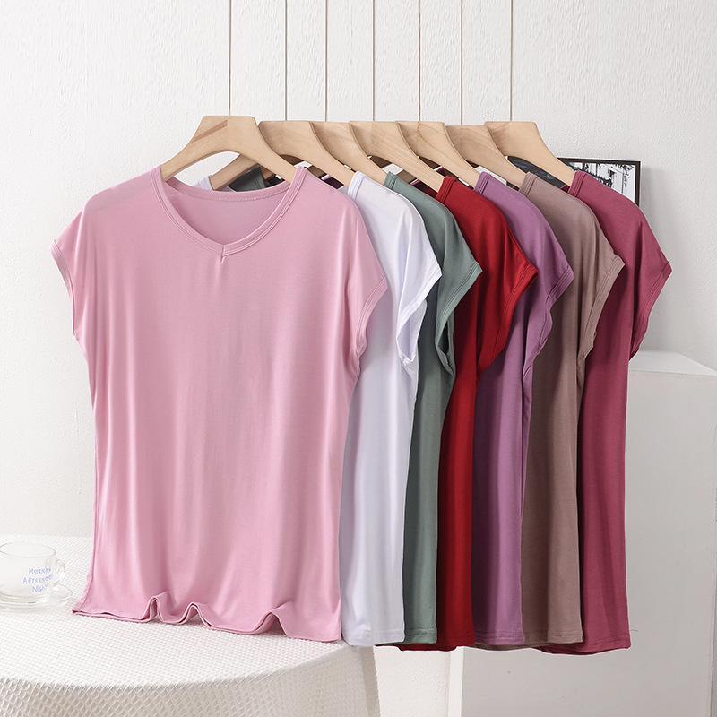 Summer Thin Modal Sleeveless T-Shirt Women's Casual Loose Large Size Vest Middle-Aged Mom Cut Sleeve V Neck Top