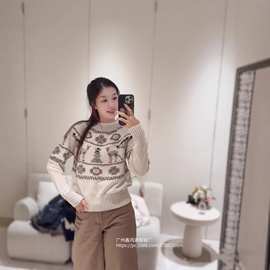 深圳南油货~小香25冬季新品滑雪系列小鹿绣花针织衫毛衣女