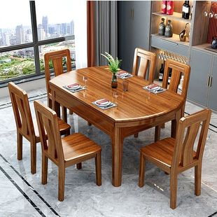 Guangdong Foshan 100% All Solid Wood Gold Silk Walnut Telescopic Folding Square and Round Dual-purpose 4-12 Small Dining Table