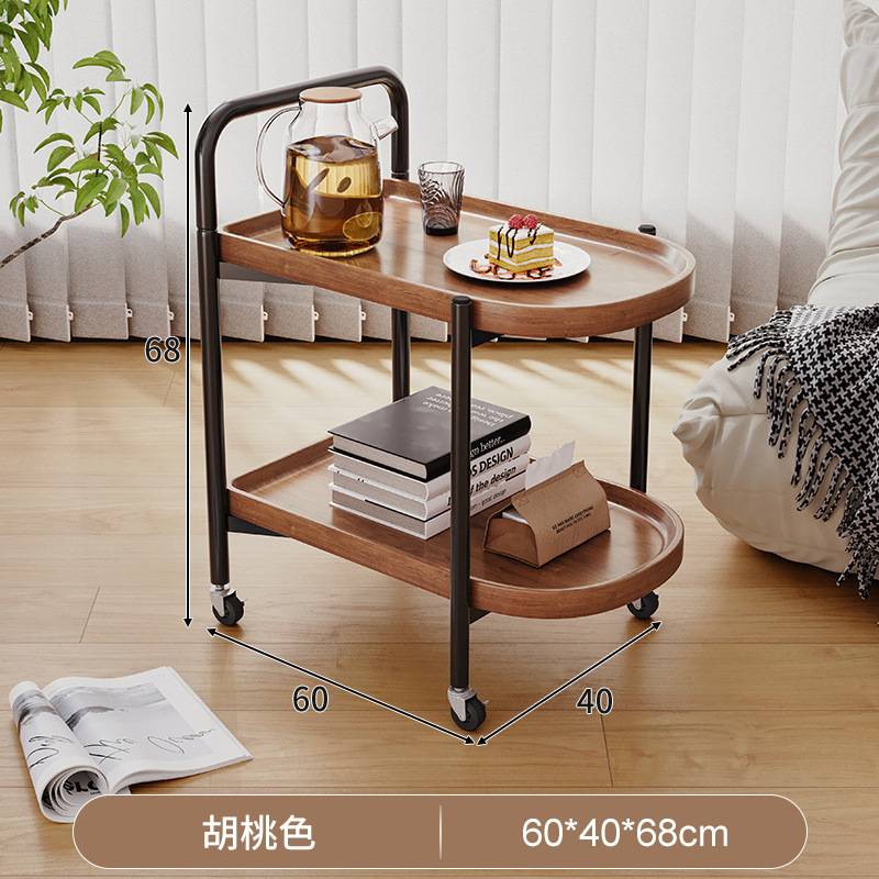 Mesa de té móvil de madera sólida pequeña mesa de té doméstica sala de té gabinete de té rueda universal nuevo carro pequeño rack balcón