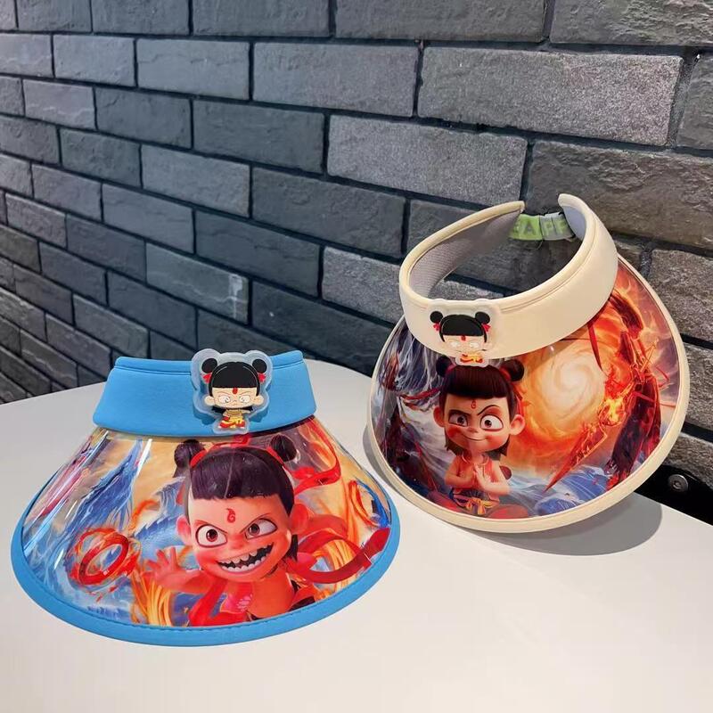 新しい 3D 子供用日よけ帽子抗 UV 屋外大きなつば空のトップ日よけ帽子漫画アニメーション日焼け止め帽子|undefined