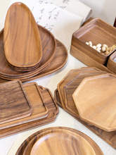 新款胡桃木日式家用托盘 实木批发餐盘 轻奢果盘壶承干果钵坚果盒