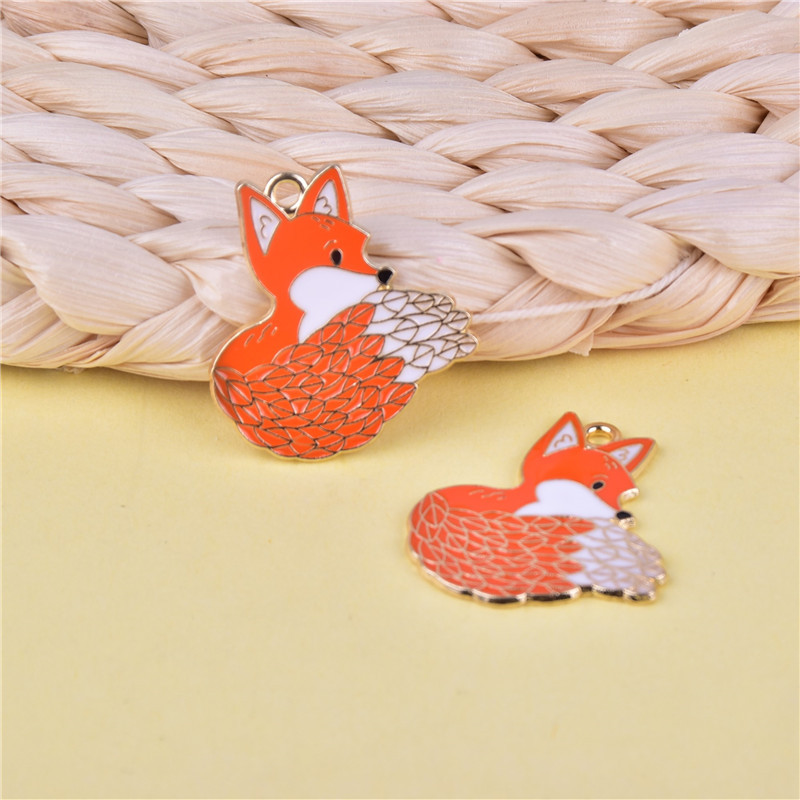 Enamel Design 10 PCS/Package Alloy Fox