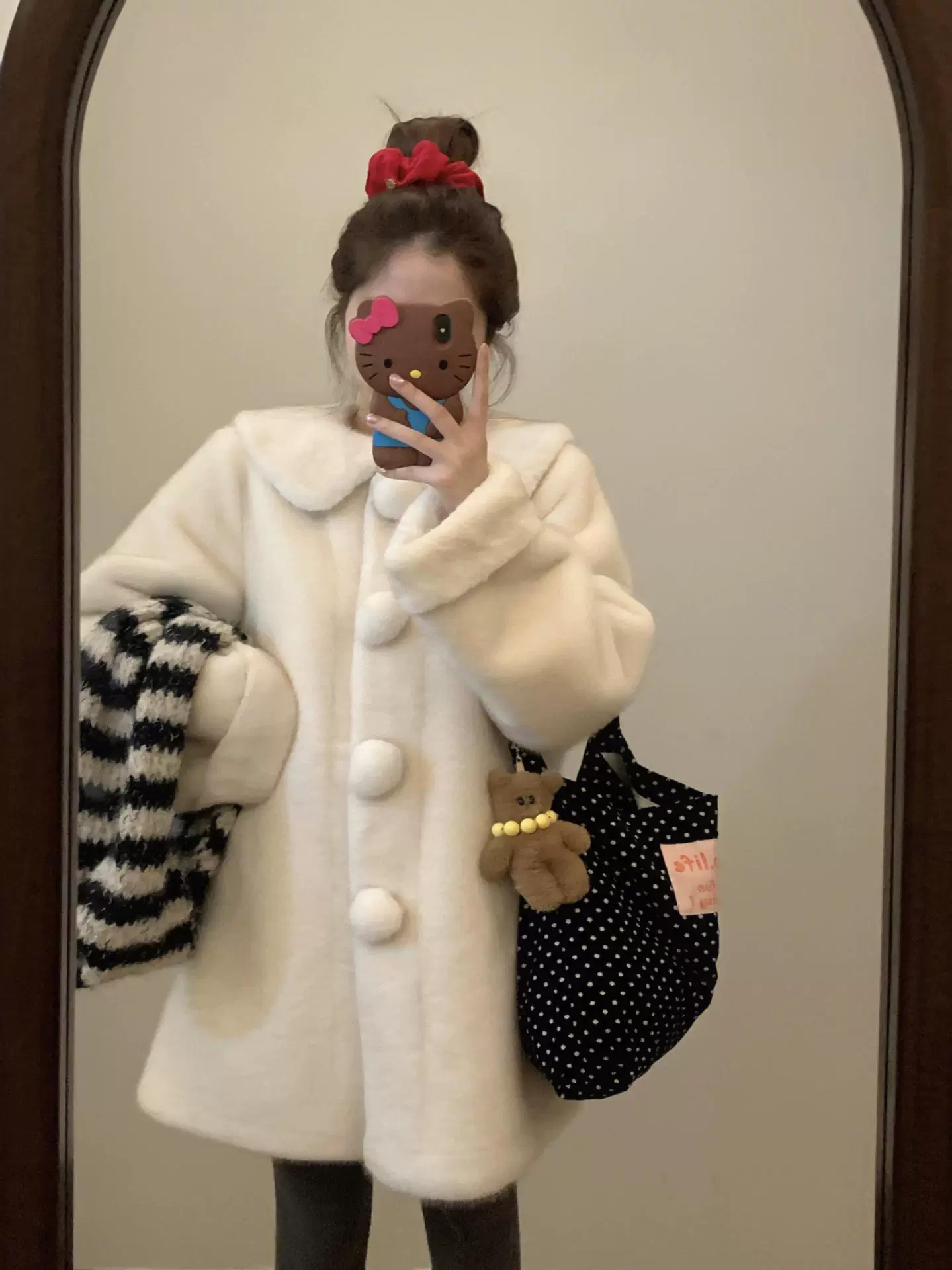 Winter ecological puffer ball, long jacket, increased thickness, mid-length