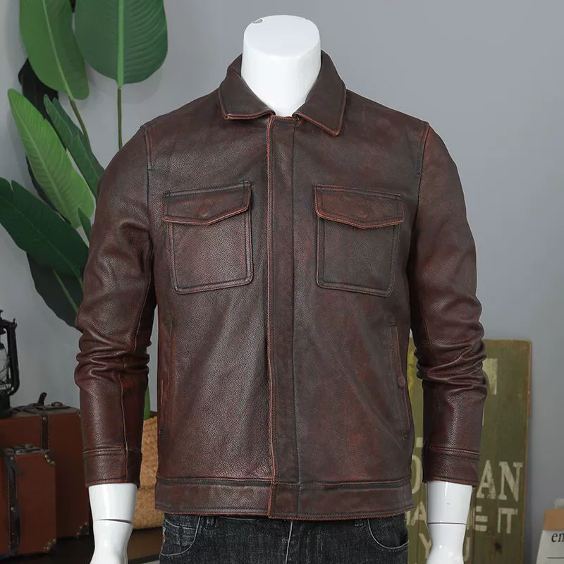 Кожаная куртка (Retro Kaka), весна–осень, тонкие и толстые варианты, размеры M–3XL
