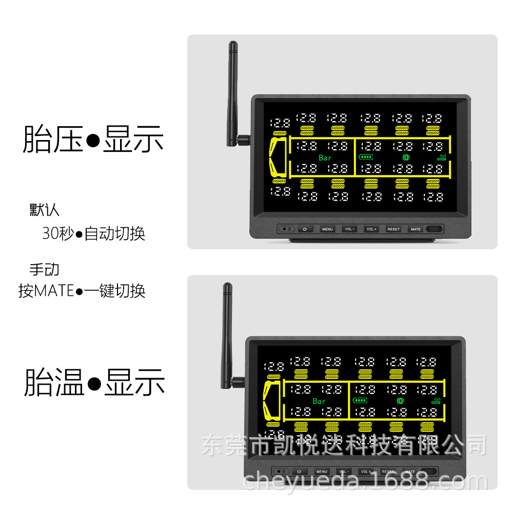 Tpms Truck Bus Fire Truck Operating Vehicle Mining Vehicle External Tire Pressure Detection Tire Pressure Monitor 22 Wheels