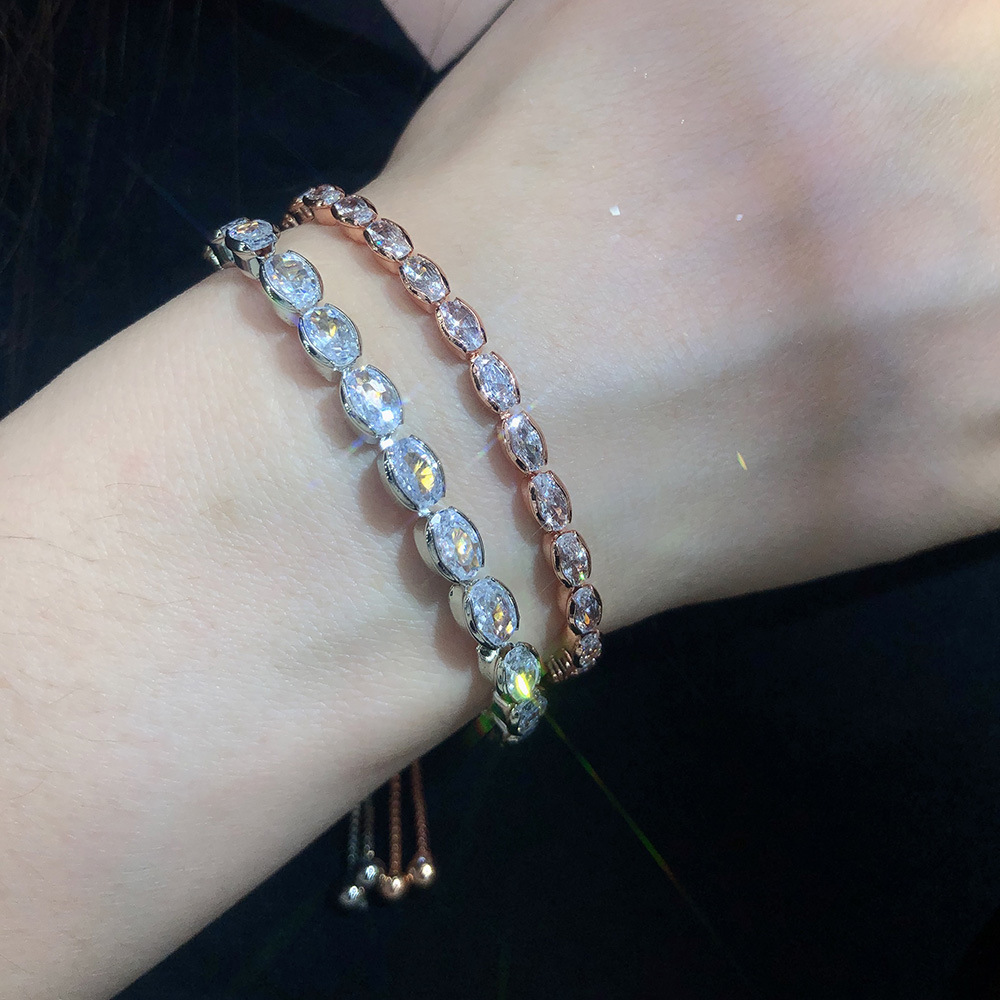 Fashion Geometric Copper Inlay Zircon Bracelets 1 Piece