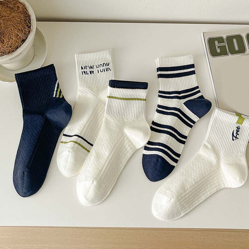 Diamond Pattern Socks Men's Mid-Calf Socks Spring and Summer Thin Sports Socks Breathable Mesh Cool Socks