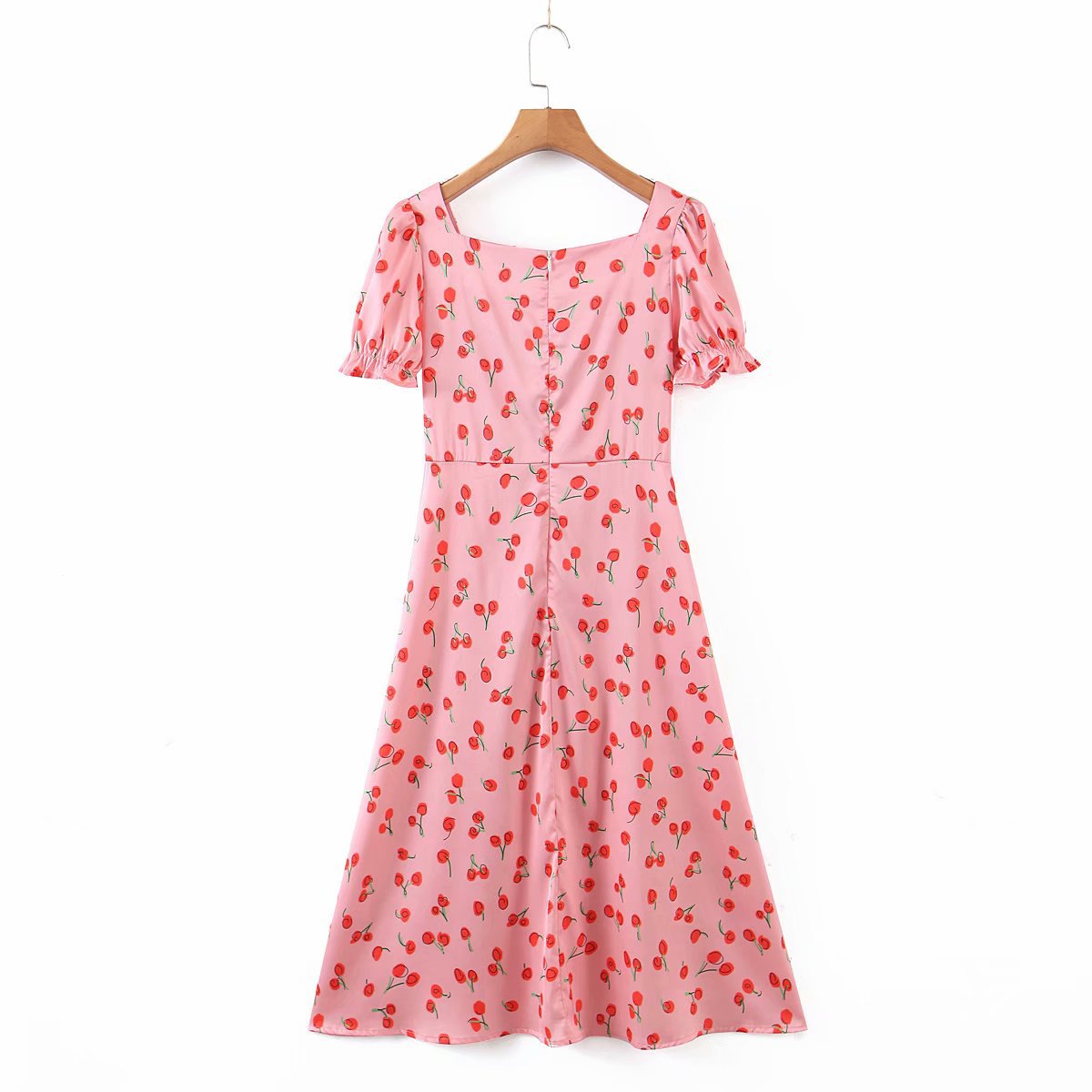 cherry print short-sleeved dress NSAM47427