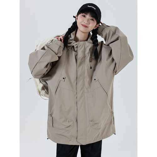 Spring and autumn single-layer jacket, women's functional style, American retro work coat, windproof, waterproof mountaineering jacket