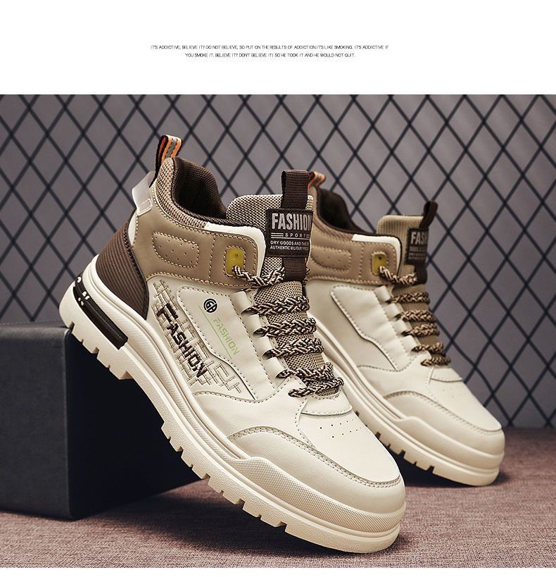 Men's High Top Running Shoes Thick Sole Height Increasing Sneakers_voghion.com