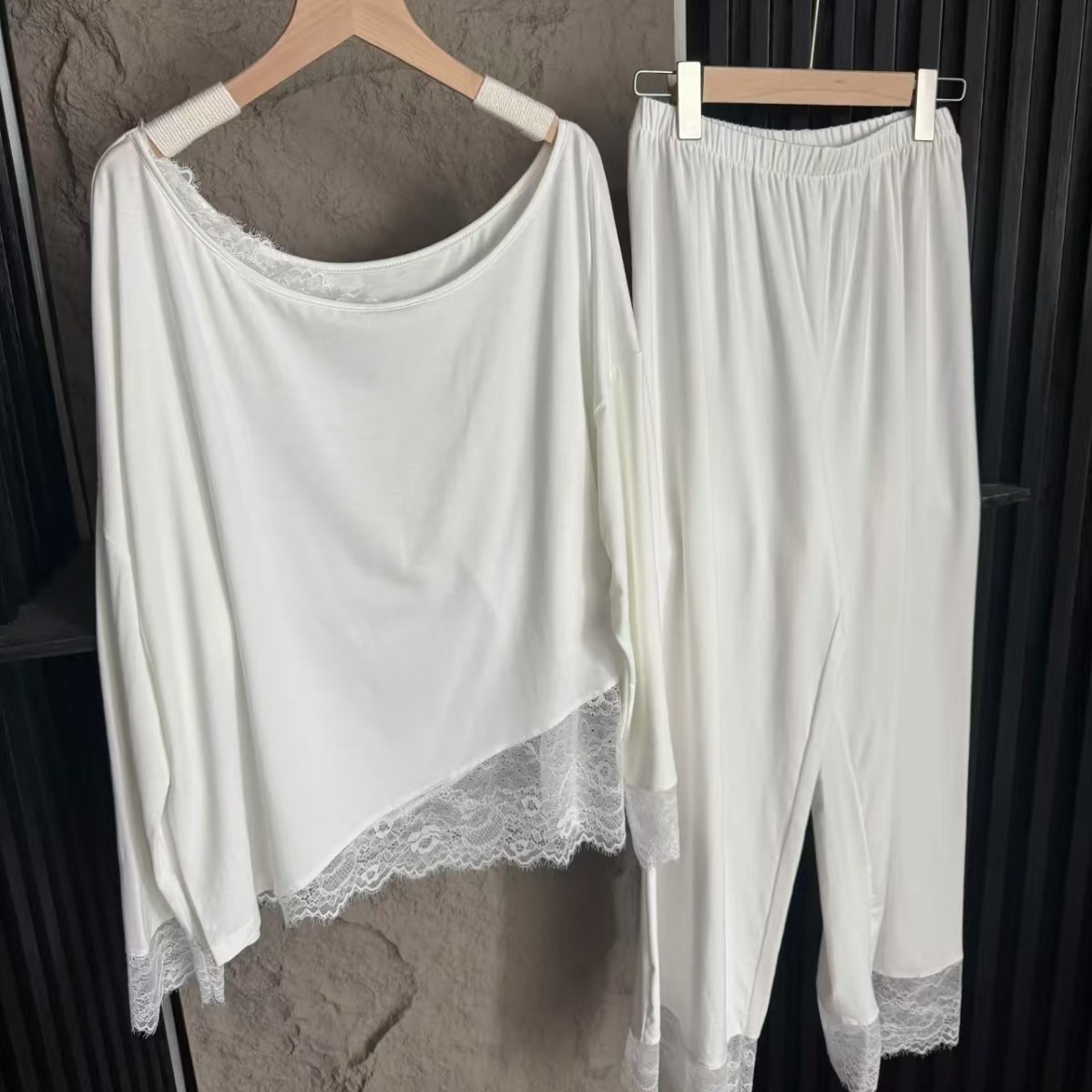 2025 Spring Pajamas New Pure White Lace Cotton Good Fabric Long Sleeve suit Home Clothes Women's No Return