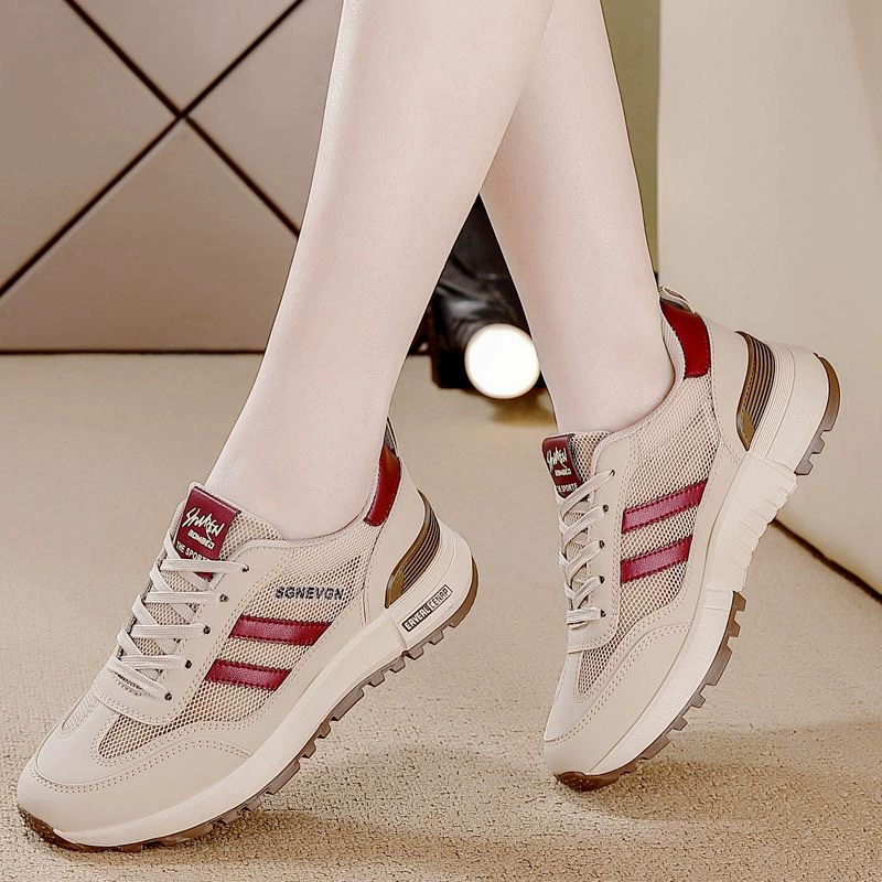 2025 Весна и лето Прямая трансляция Douyin Высококачественная спортивная обувь из однотонной сетки Женские спортивные кроссовки Four Seasons для бега на открытом воздухе Оптовая продажа