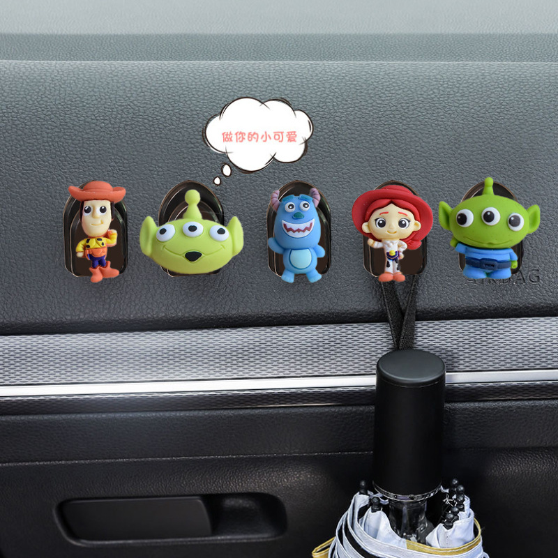 Gancho para automóvil, lindo gancho pequeño para automóvil multifuncional en la primera fila, gancho adhesivo para copiloto en el automóvil