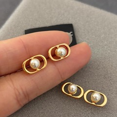 真金电镀经典款迪家猪鼻子耳钉女S925纯银针施家珍珠耳环网红耳饰