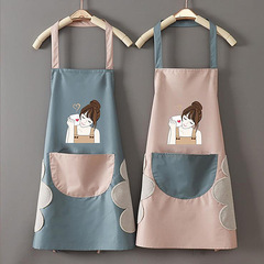 Kitchen cartoon apron for men and women, couple apron, waterproof and oilproof cooking cover-up, sleeveless for all seasons, washable apron