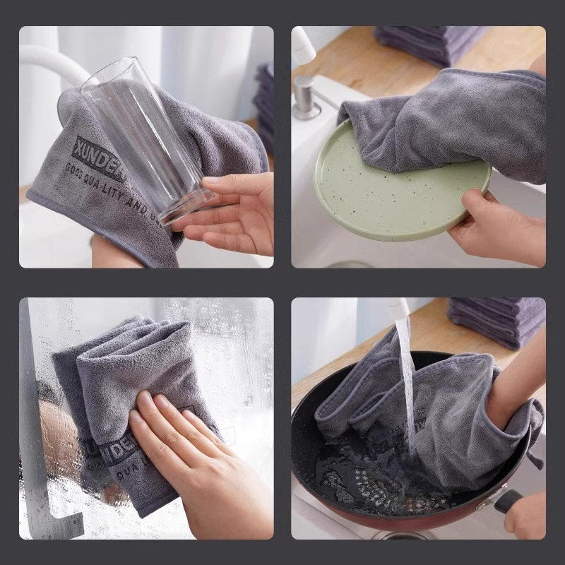 清潔専用雑巾キッチン家庭用タオル吸水して毛を落とさずにテーブルのコップを拭く布は吊り式タオルを厚くする|undefined