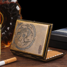 双枪黄铜烟盒16支装国潮青龙金属复古烟盒便携香菸盒子男士青铜