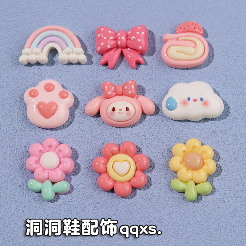 Hole Shoes Accessory Cartoon Cloud Rainbow Flower Bow Self-selected Shoe Clip Accessory Detachable Shoe Flower Decorative Clip