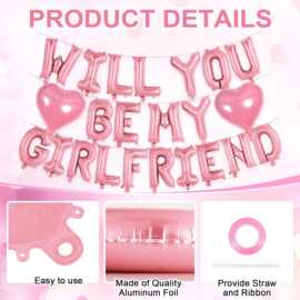 16寸粉色字母WILL YOU BE MY GIRLFRIEND 爱心气球组合婚庆情人节