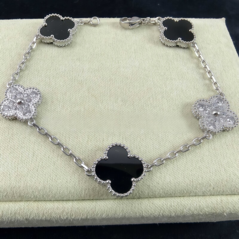 Fanjia four-leaf clover five-flower bracelet, high-end version for women, plated with 18K rose gold, red agate, light luxury bracelet, same style as popular on social media Fanjia four-leaf clover five-flower bracelet, high-end version for women, plated with 18K rose gold, red agate, light luxury bracelet, same style as popular on social media