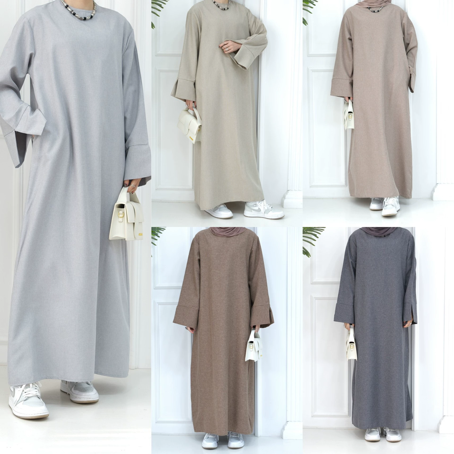 Loriya2024 AliExpress Дубай Ближний Восток Турция сплошные цвета повседневные свободные большие размеры элегантное платье платье халат