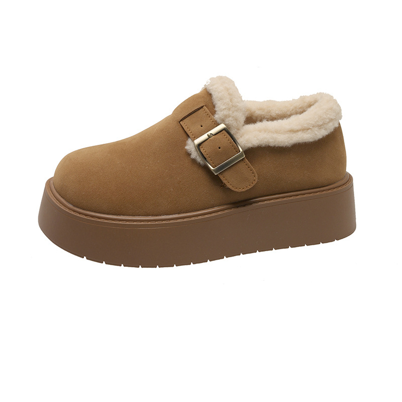 La lana de fondo grueso Lefour Bocken zapatos de mujer otoño / invierno 2025 nuevo tipo de botas de nieve de un pie zapatos de algodón cálido