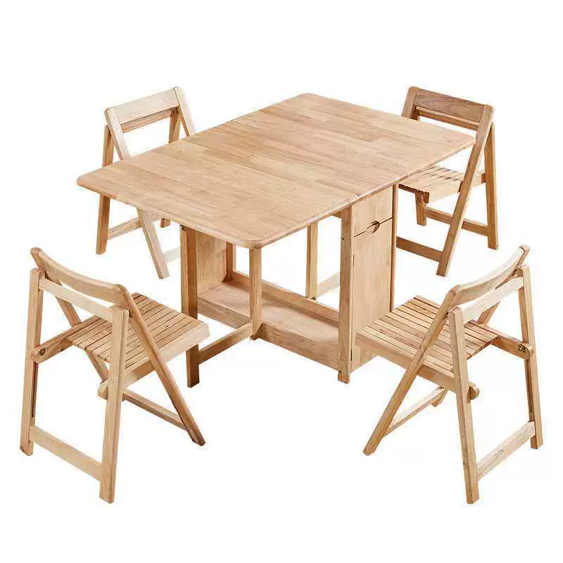 Простой универсальный складной стол из скандинавского массива дерева, складной обеденный стол для небольшой квартиры, многофункциональный телескопический деформируемый обеденный стол и стул в сочетании