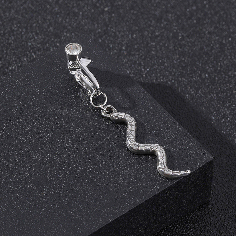 Fashion Snake Stainless Steel Plating Inlay Zircon Belly Ring 1 Piece