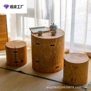 Solid wood cylindrical stool flower pot base flower stand home coffee table stool wooden pier sitting Pier bed & breakfast Japanese style shoe changing stool