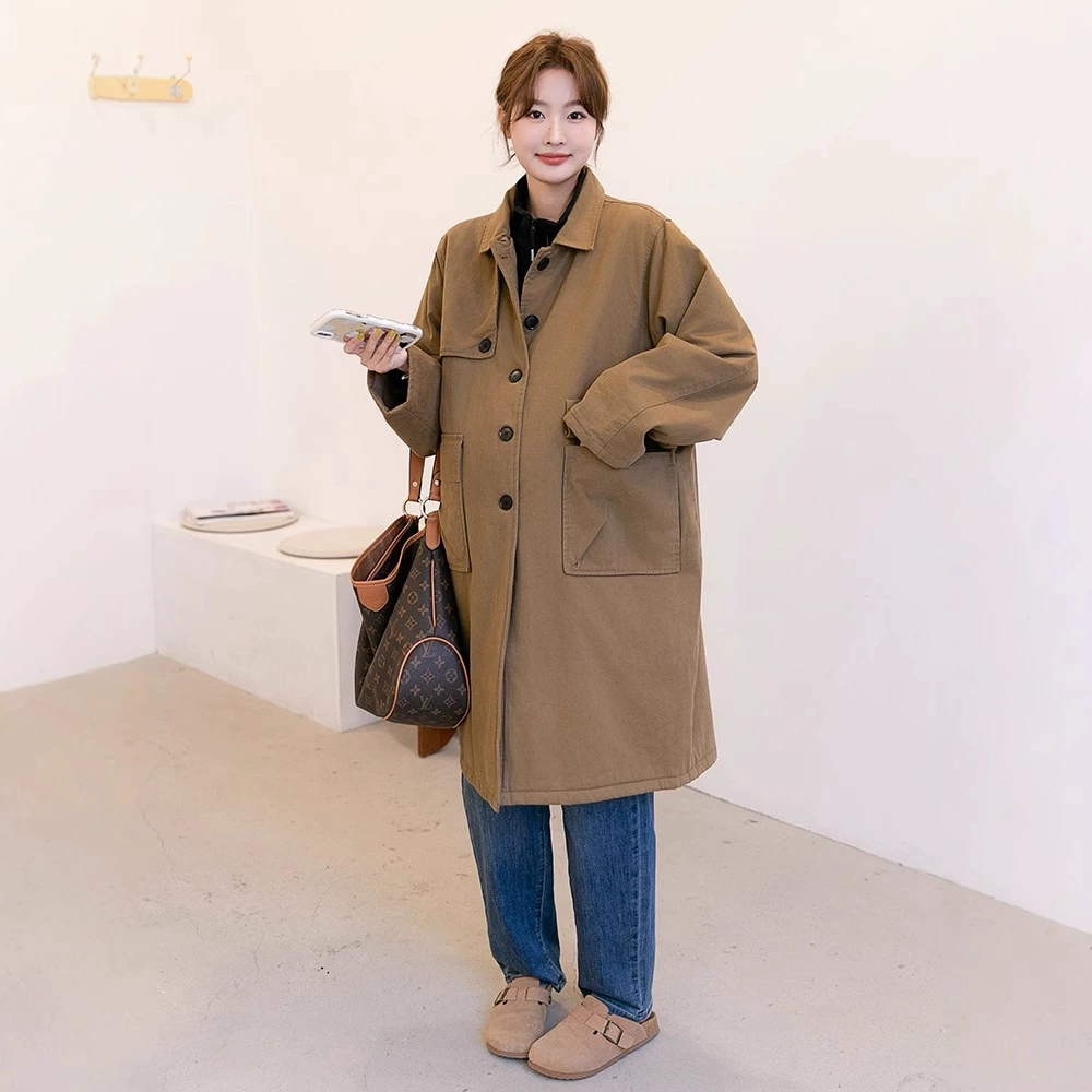 Зимняя толстая одежда для беременных корейская ветровка с отворотом для беременных