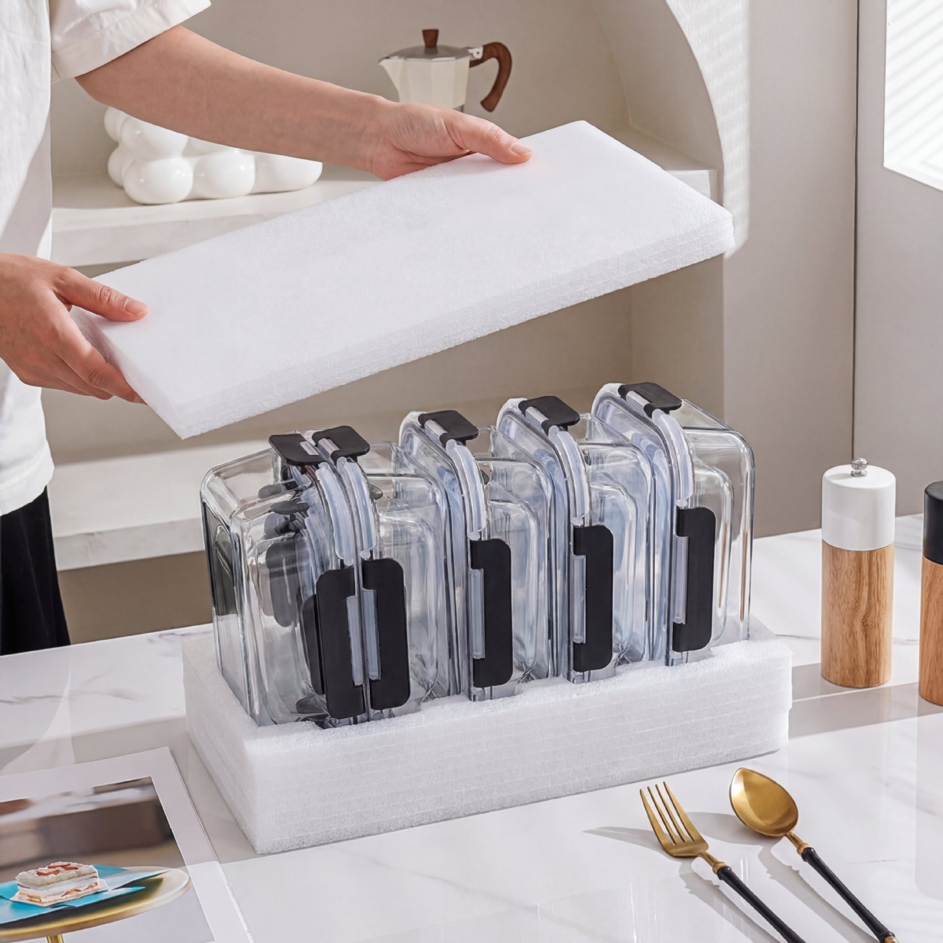 Special Glass Lunch Box Ten-Piece Set of Tableware Microwave Oven High-Temperature Resistant Lunch Box Refrigerator Preservation Box Boron Glass Bento Box