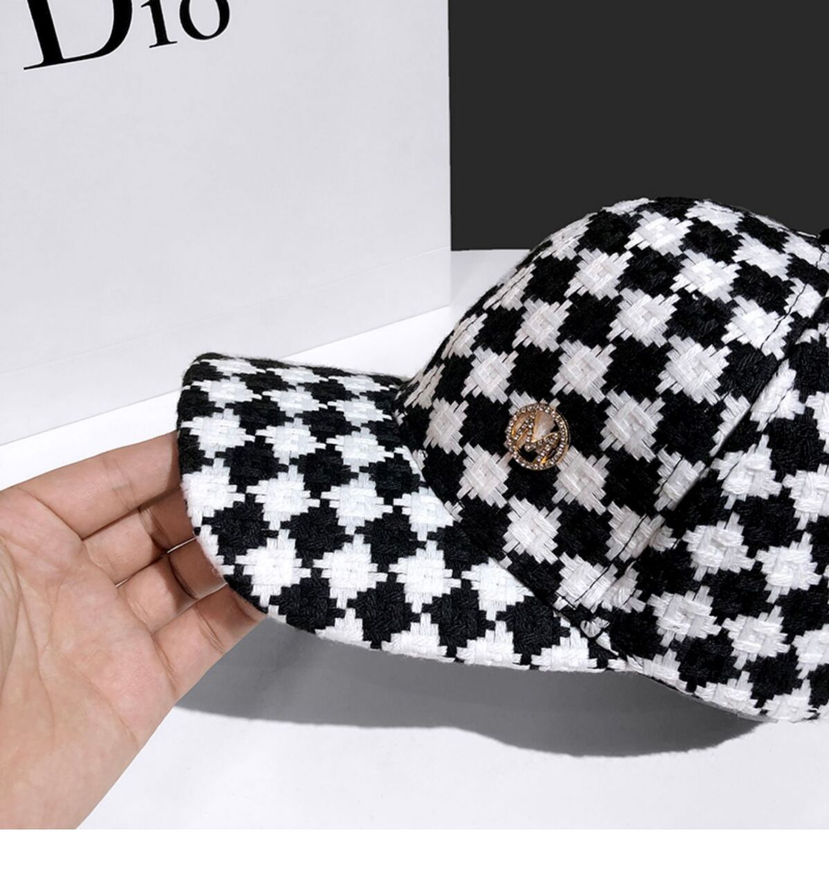 Γυναικεία φθινοπωρινή και χειμερινή καρό M Letter Γλώσσα πάπιας Κορεατικής έκδοσης Ευέλικτο μοντέρνο σκίαστρο μπέιζμπολ καπέλο_voghion.com