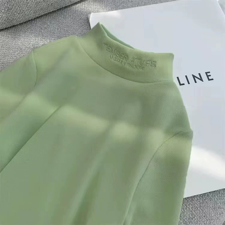 Футболка демисезонная, бархатная, теплая, приятная к телу, с длинным рукавом, для девочек, с высоким воротником