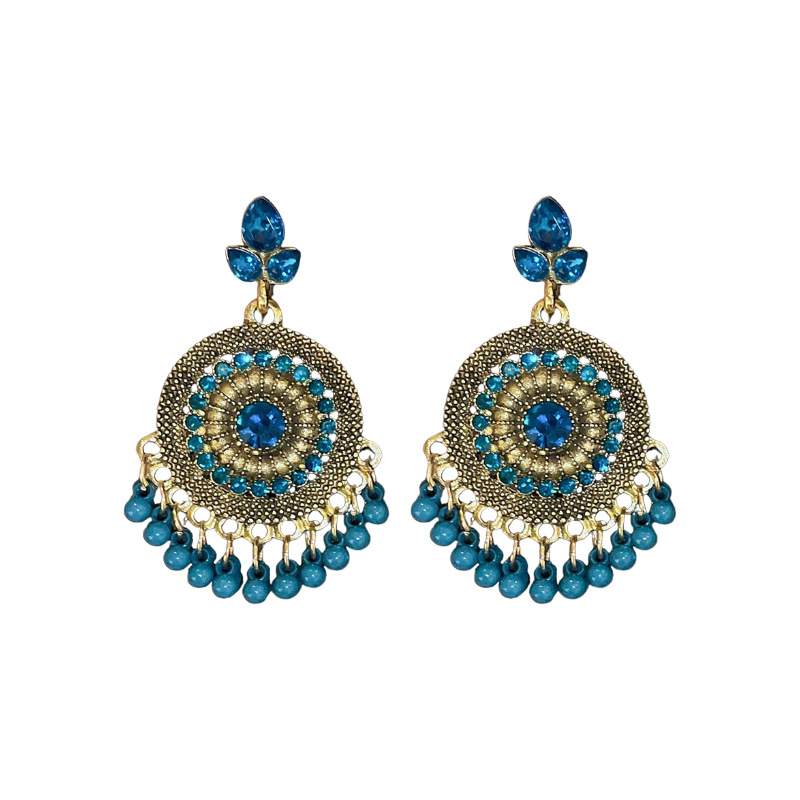 Pendientes de borla de gota de agua de diamantes de estilo étnico Pendientes de diseño de viajes de nicho retro femenino Pendientes de lujo ligero de alta gama