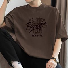 200g重ポンド純綿tシャツ男性半袖夏のトレンドゆるい丸襟上服アメリカ半袖tシャツ