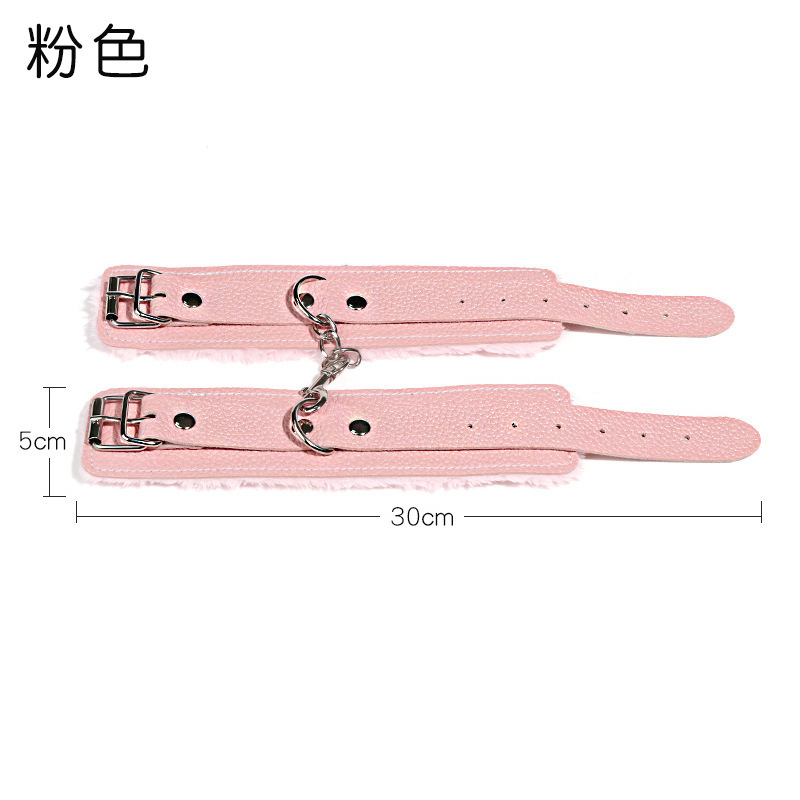 질감 봉제 수갑 핑크