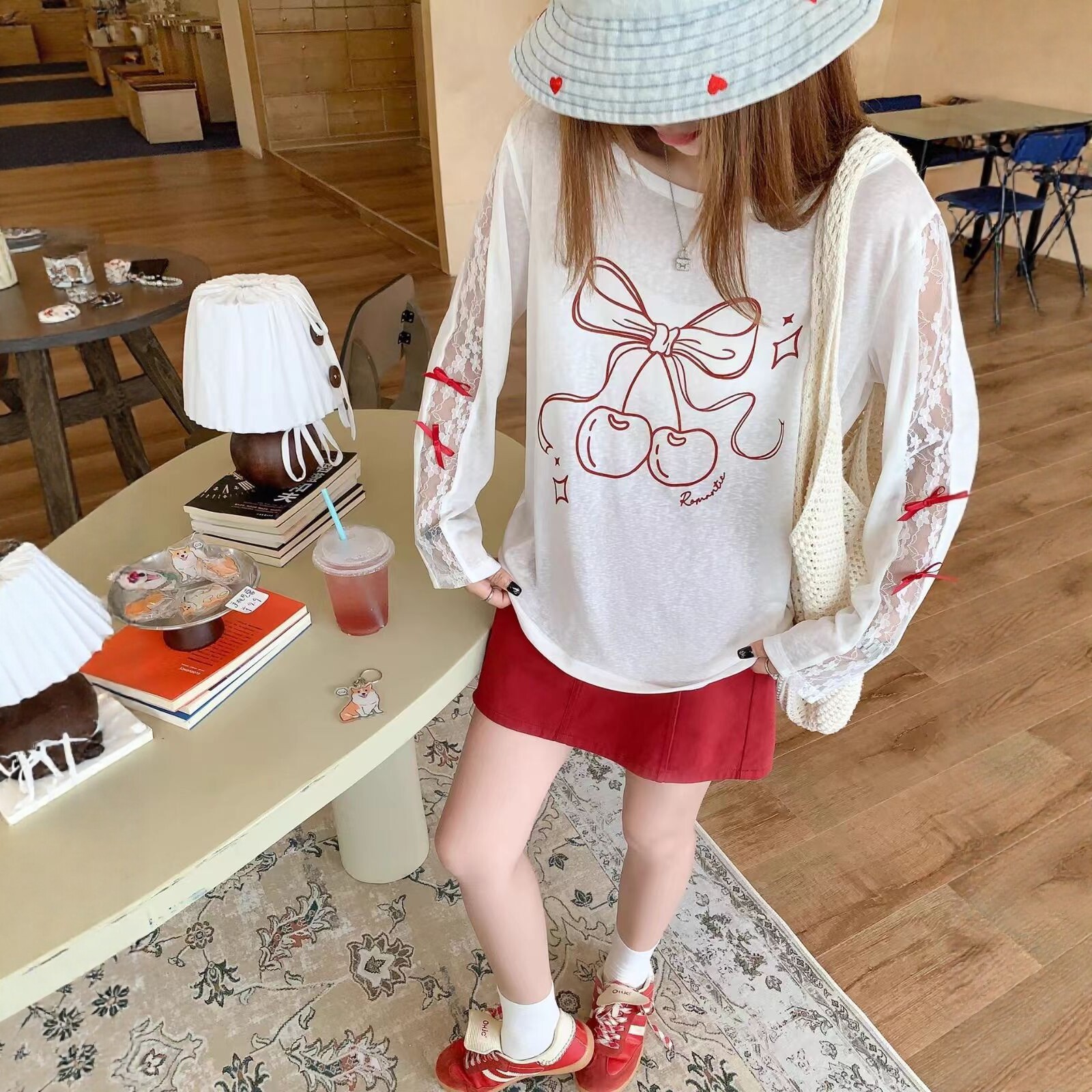 韩系慵懒风防晒罩衫女夏季新款薄款长袖蕾丝拼接宽松印花防晒衣