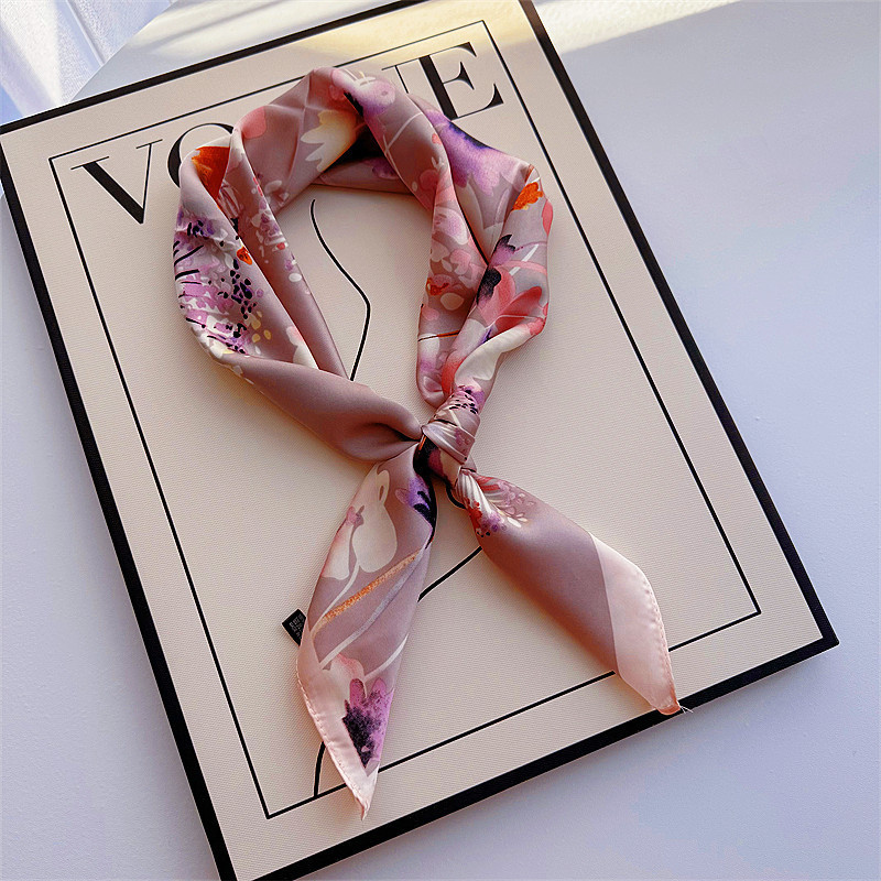 Bufandas de seda para mujeres primavera y otoño bufandas de moda para mujeres bufandas de cuello para maestros y empleados regalos de impresión de lujo ligero