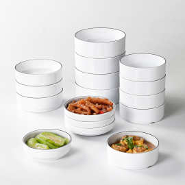 白色密胺小碗仿瓷餐厅饭店蒸饭蒸菜碗商用快餐小碗菜专用蒸蛋蒸碗