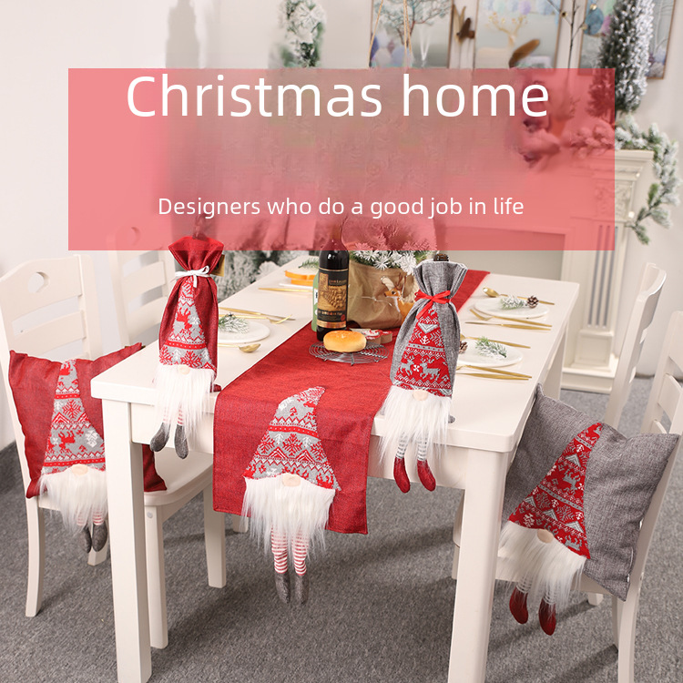 Haube uusi joulukoristeita Rudolph-pöytäjuoksija luova kolmiulotteinen vanhusten ruokapöydän koristelu pöytäliina_voghion.com