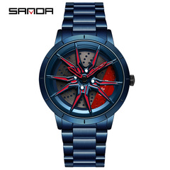 The new Three-Da wheel series features stylish, trendy, cool, creative quartz men's leather strap casual personal men's watches.