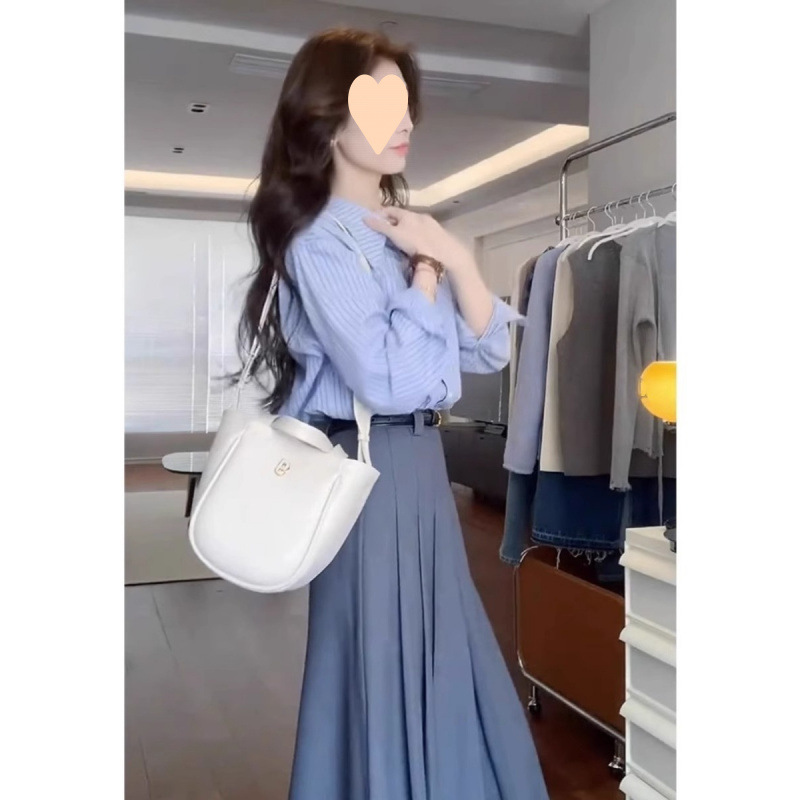 2025早秋新款套装女小众轻奢马甲修身衬衫高腰显瘦半身裙三件套潮|undefined