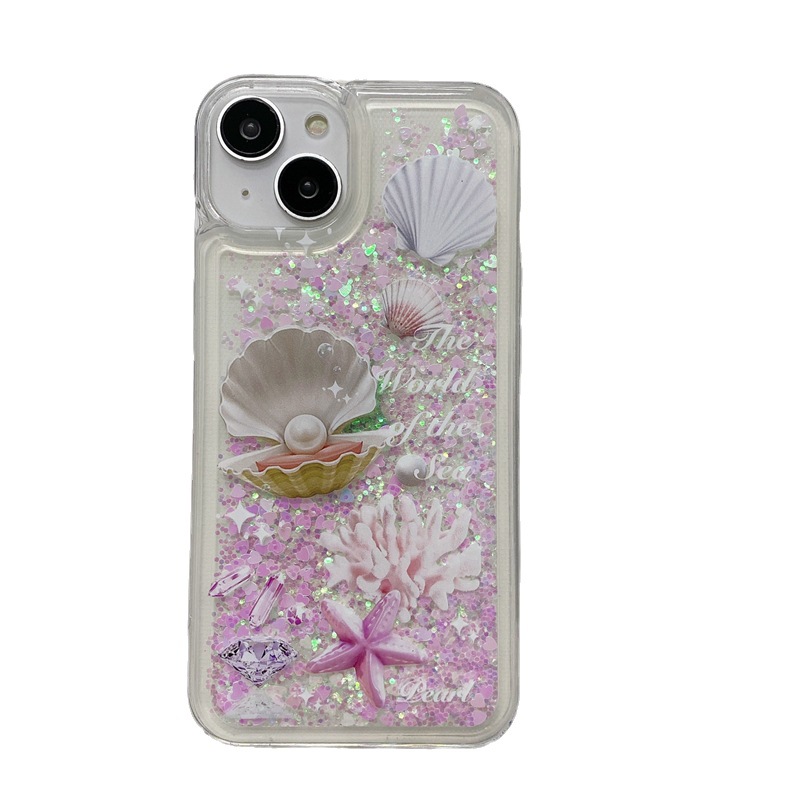 Pearl Shell Coconut Tree Geeignet für iPhone 15 Phone Apple 14 Sparkling Powder Quicksand Schutzhülle S23 Made in_voghion.com