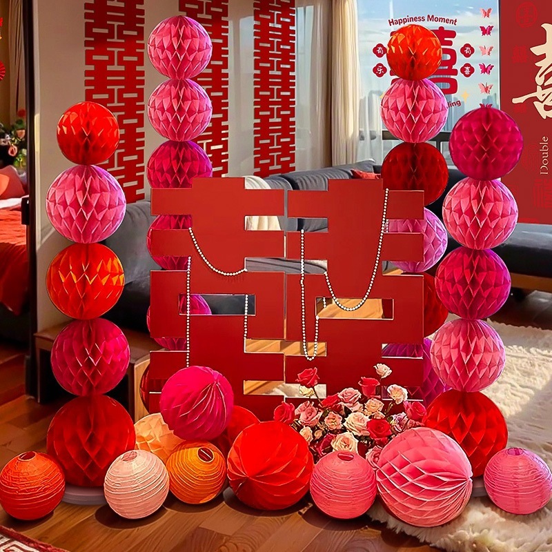 婚房布置套装立体双面囍字KT板婚庆装饰酒店婚礼落地摆件加厚套餐|undefined