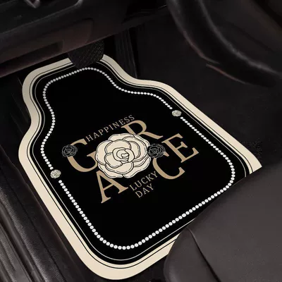 Light luxury diatom mud universal car mat black and white non-slip wear-resistant car mat monolithic full set of dirt-resistant and easy-to-care mat (Universal Foot Pad) - camellia-ink-bottom-pearl-5060cm-25mm-diatom-mud-front-row-1-piece